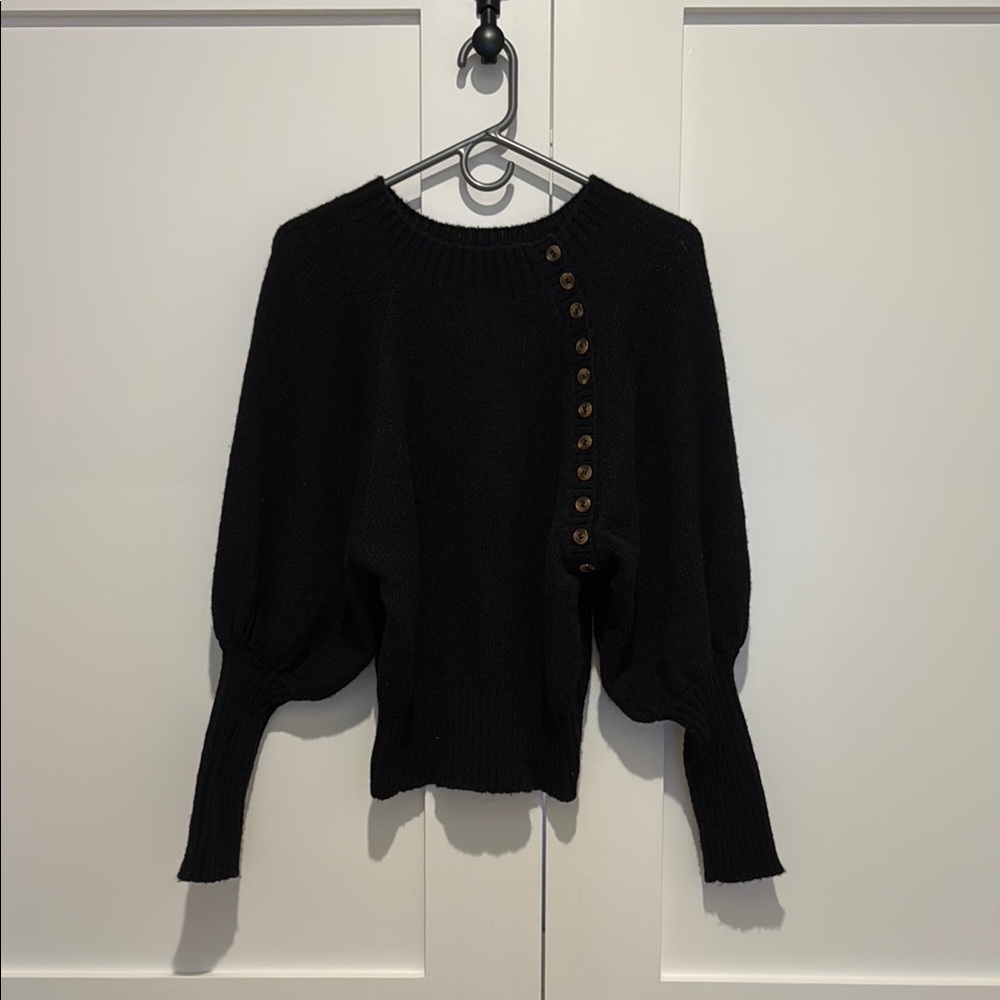 Black Button-Detail Sweater
